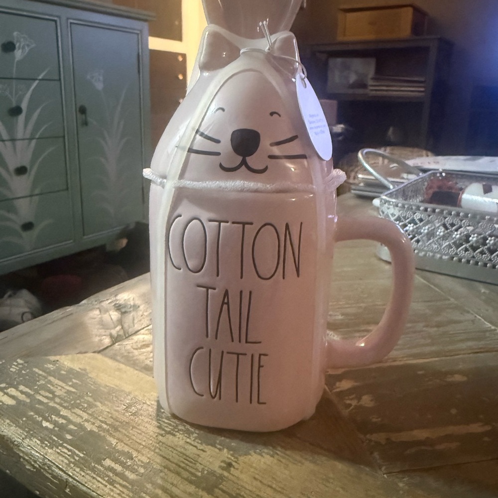 Easter Rae Dunn Pink‎ 'Cotton Tail Cutie' Bunny Mug NWT